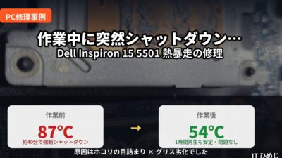 【修理事例】Dell Inspiron 15 5501が作業中に突然落ちる…原因は内部の”あの状態”でした